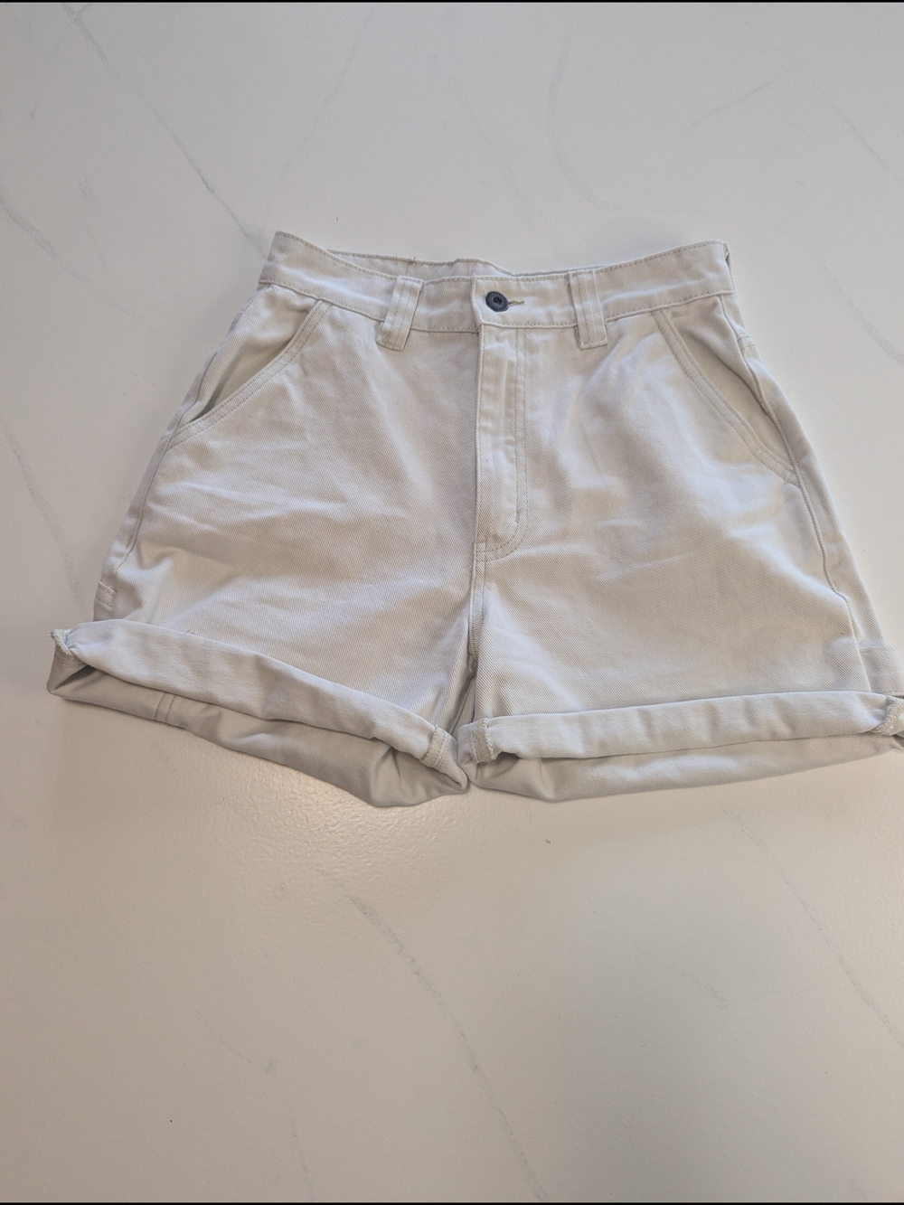 Cotton On Off-White Carpenter Denim Shorts High Rise Size 4 US / 8 AU‎